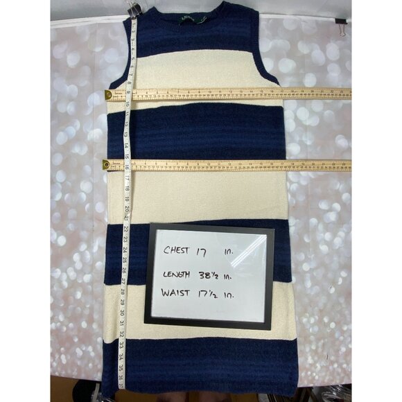 Ralph Lauren Womens M 2pc Linen Cotton Striped Sweater Dress Cardigan Set - Picture 11 of 11